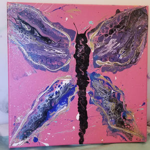 Original Painting 12"x12" Butterfly Pink